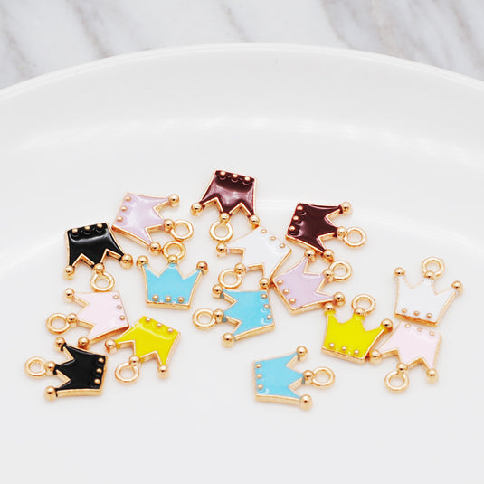 Colorful Tiara Charm Pendants with Stainless Steel Chains