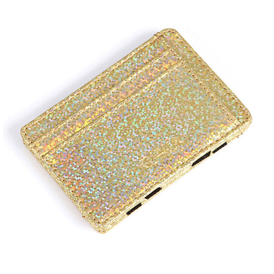 Mini Credit Card Case Purse in Shimmery Gold