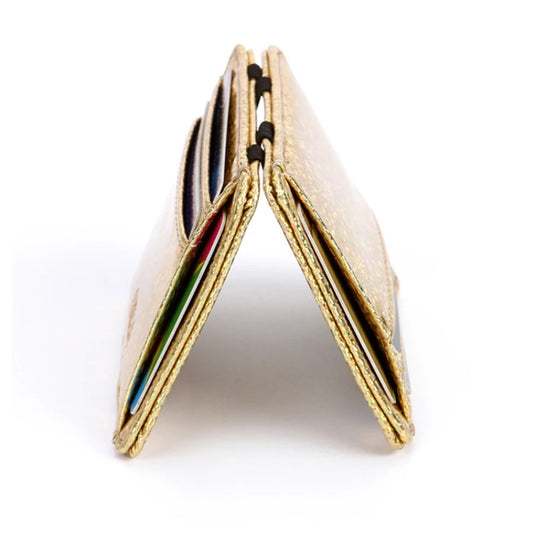 Mini Credit Card Case Purse in Shimmery Gold