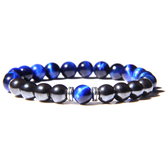 Blue Lapis Tiger Eye with Hematite Stones Stretch Bracelets for Men & Women