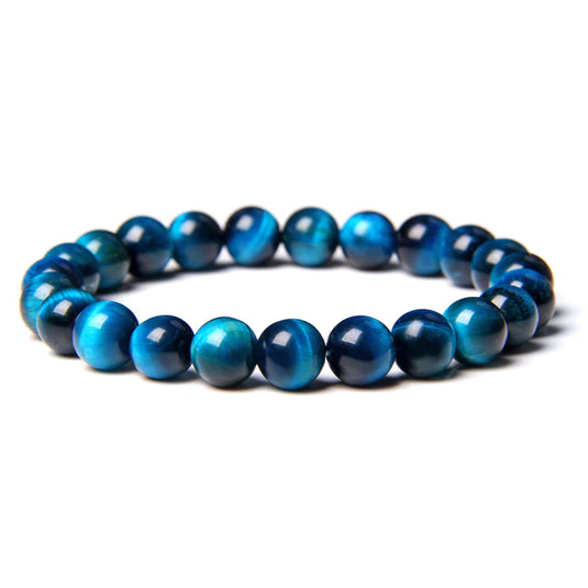 Blue Lapis Tiger Eye Broad Stretch Bracelets for Men & Women
