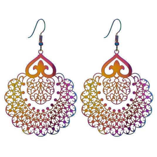 Korean Style Multi colored Filigree Earrings