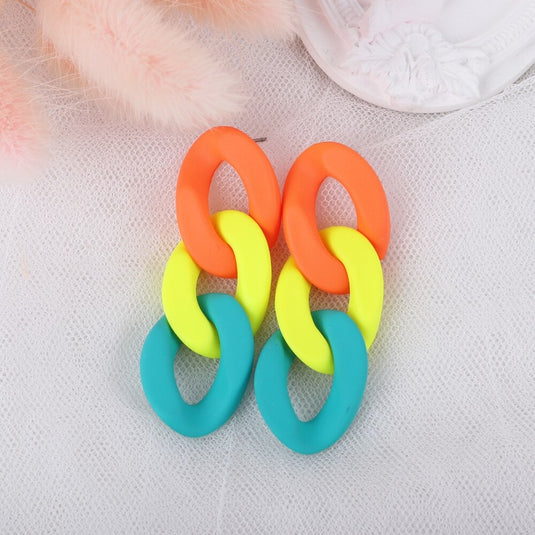 Neon colored Geometric Design Acrylic Drop Earrings