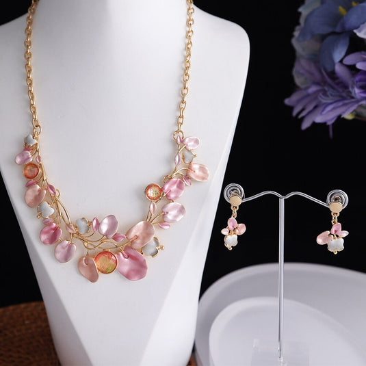 Gold Plated, Stainless Steel, Enamel Coated Multicolor Stylish Set in Shades of Pink