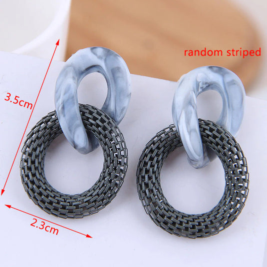 Korean Style Acrylic Danglers in Shades of Gray and Blue