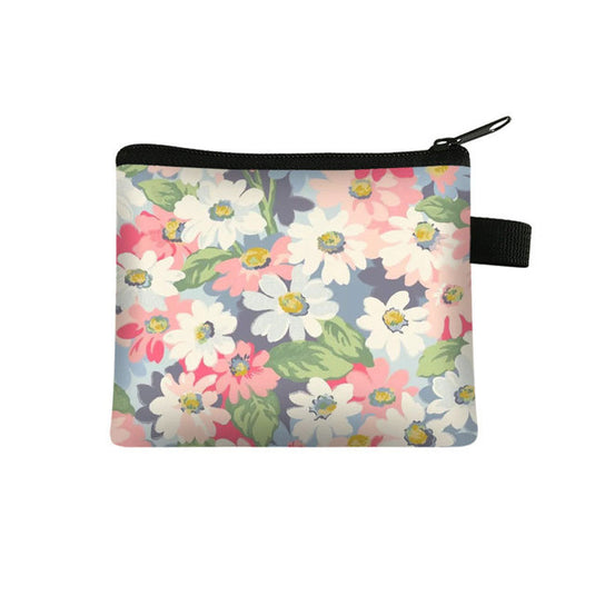 Floral Print Polyester Cosmetic Bag / Coin Purse 13.5 x 11cm