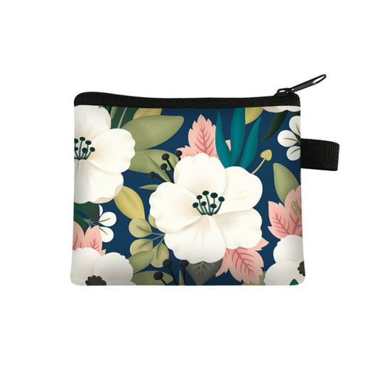 Floral Print Polyester Cosmetic Bag / Coin Purse 13.5 x 11cm