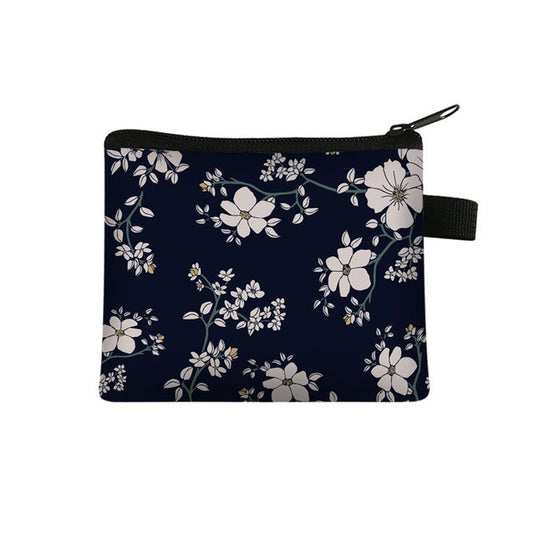 Floral Print Polyester Cosmetic Bag / Coin Purse 13.5 x 11cm