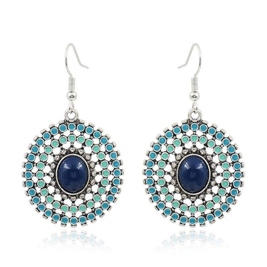 Classic Indo Western drop earrings with an ethnic look in Shades of Blue