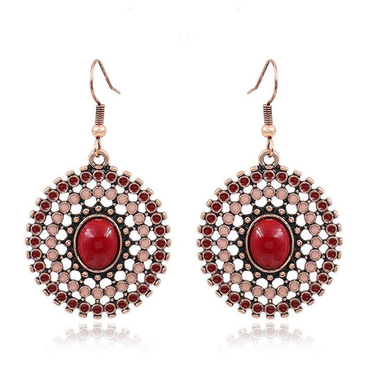 Classic Indo Western drop earrings with an ethnic look in Shades of Red