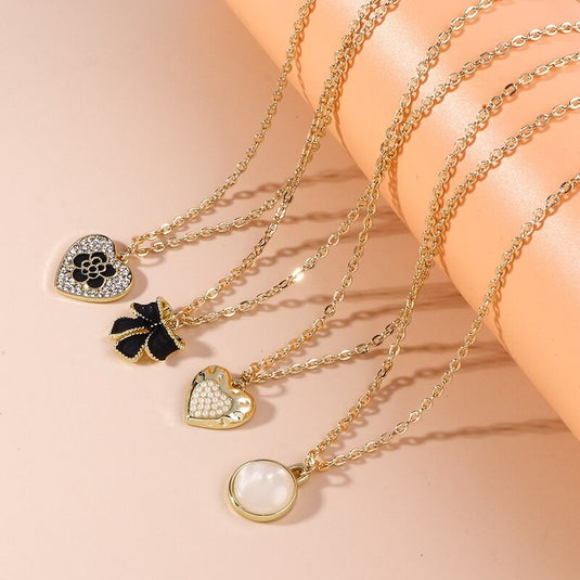 Colorful Charm Pendants - Pearl, Hearts and Bow