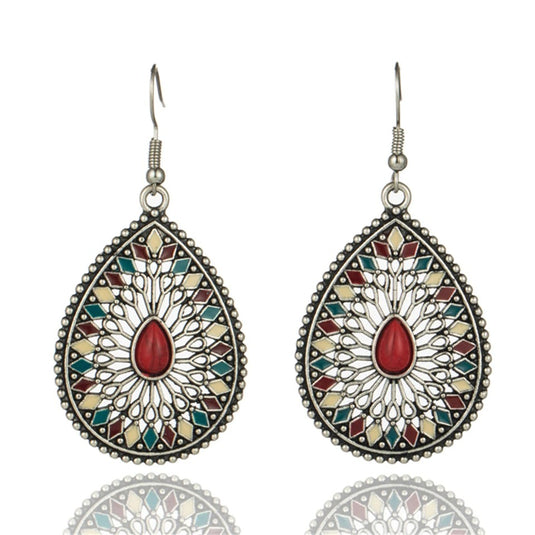 Classic Indo Western drop earrings with an ethnic look in Shades of Red