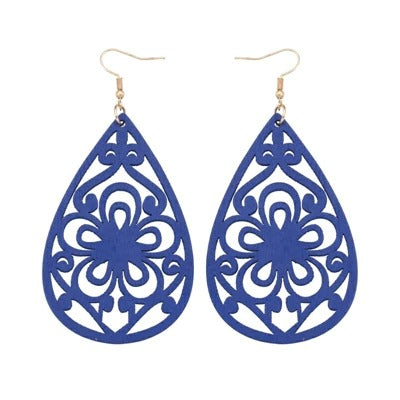 Classic Indo Western wooden earrings in a colorful combination to compliment your outfit, adding a graceful look