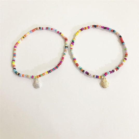 Multicolored Beaded Anklet with Shells