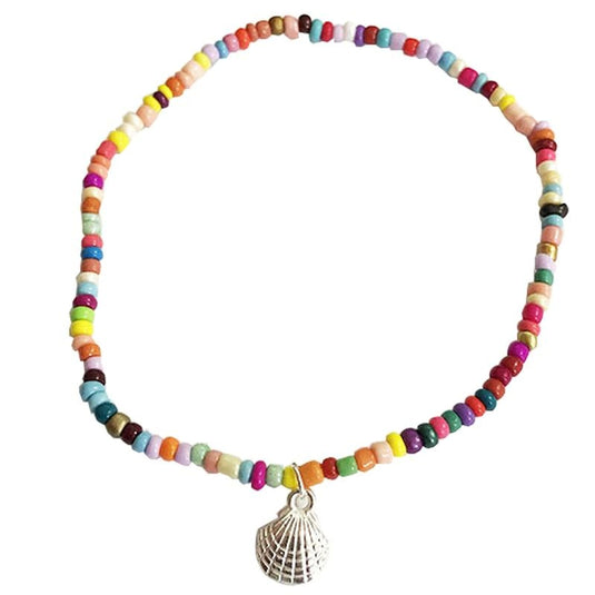 Multicolored Beaded Anklet with Shells