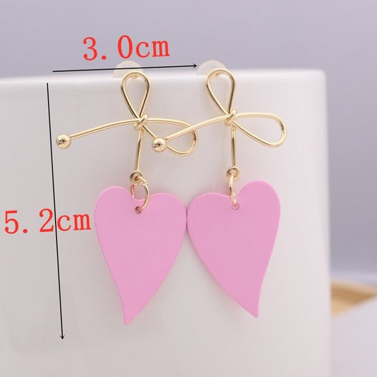 Korean Style Metallic Drop Earrings in a Pretty Pink