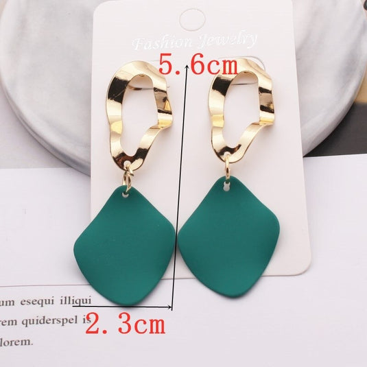 Korean Style Drop Earrings in a Gorgeous Green color