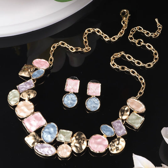 Gold Plated, Stainless Steel, Enamel Coated Multicolor Stylish Set