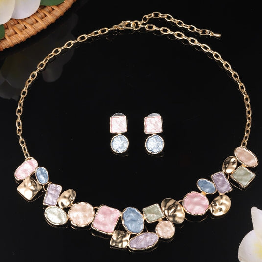 Gold Plated, Stainless Steel, Enamel Coated Multicolor Stylish Set