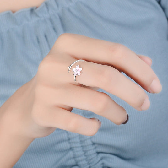 925 Silver Adjustable Stylish Formal Finger Rings - Pink