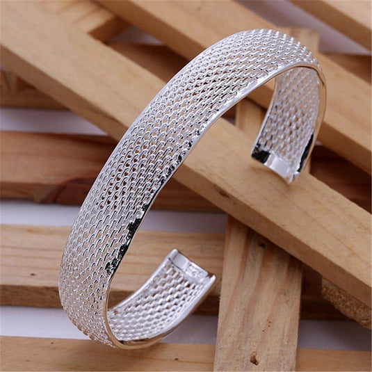 925 Silver Classic Net designed Adjustable Cuff Bangle