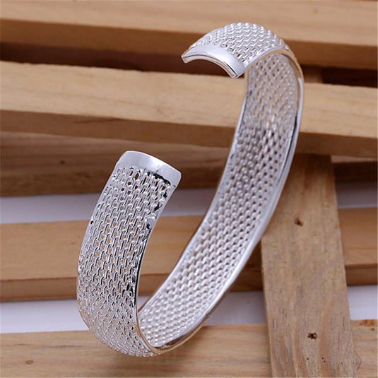 925 Silver Classic Net designed Adjustable Cuff Bangle