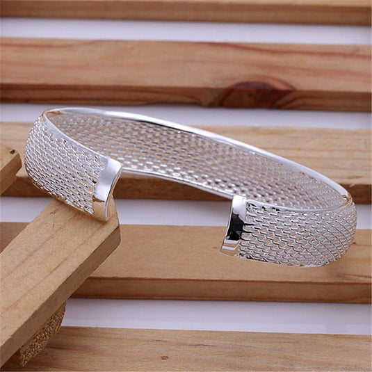 925 Silver Classic Net designed Adjustable Cuff Bangle