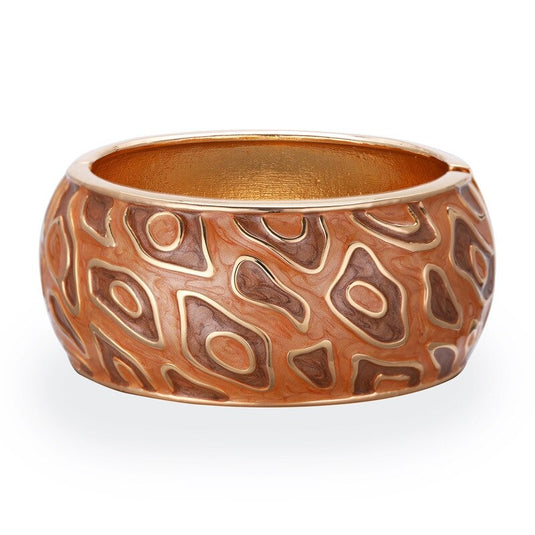 Drop Oil Design Multicolor Cuff Bangle in Orange and Brown
