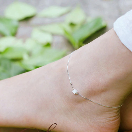 925 Silver Exquisite Cube Charm Anklet