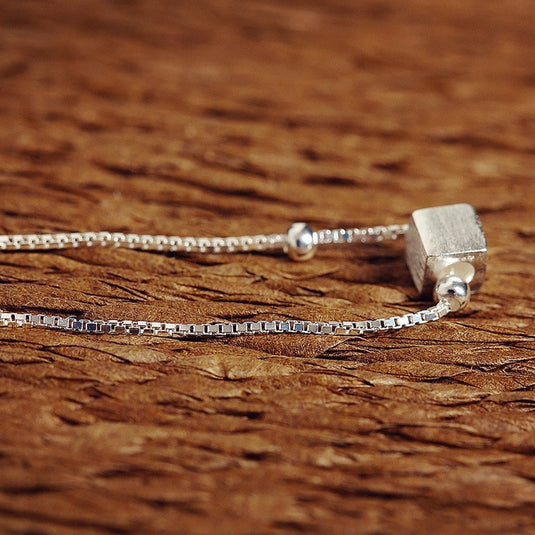 925 Silver Exquisite Cube Charm Anklet