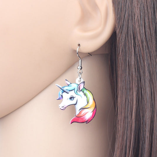 Pretty Multicolor Unicorn Acrylic Drop Earrings