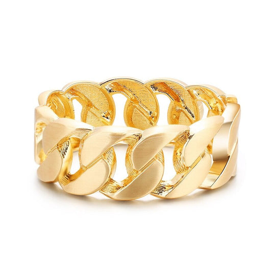 Cuban Chain Cuff Bangle in Gold for a Stylish look