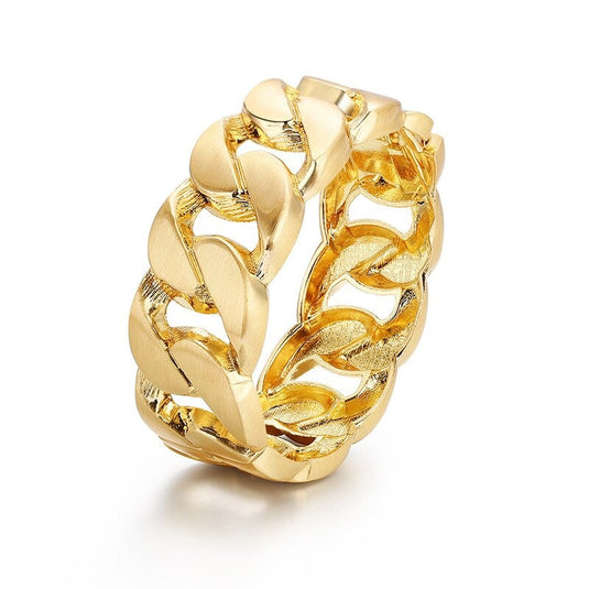 Cuban Chain Cuff Bangle in Gold for a Stylish look