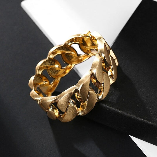 Cuban Chain Cuff Bangle in Gold for a Stylish look