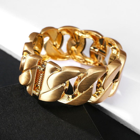 Cuban Chain Cuff Bangle in Gold for a Stylish look