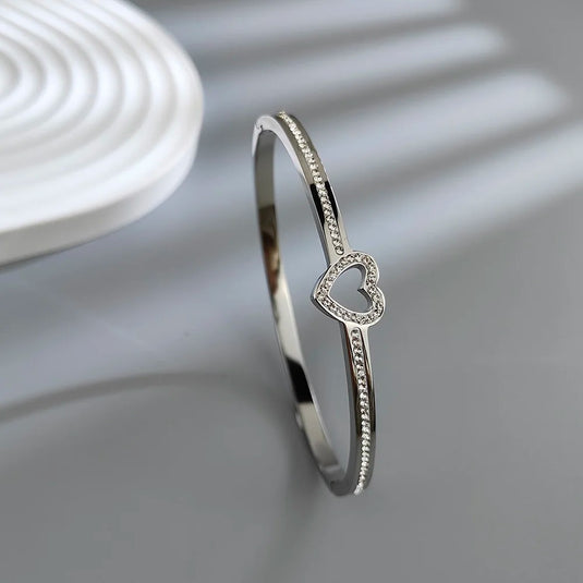 Classic Stainless Steel Crystal Cuff Bangle with Designs of Flowers, Clover, Butterfly, Tree of Life &amp; Evil Eye