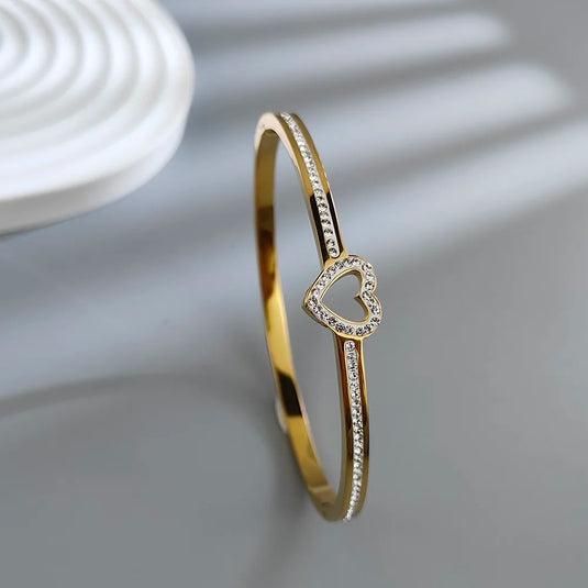 Classic Stainless Steel Crystal Cuff Bangle with Designs of Flowers, Clover, Butterfly, Tree of Life &amp; Evil Eye