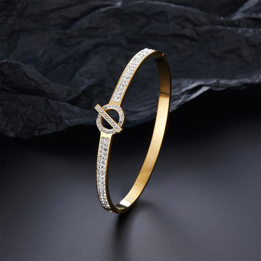 Classic Stainless Steel Crystal Cuff Bangle with Designs of Flowers, Clover, Butterfly, Tree of Life &amp; Evil Eye