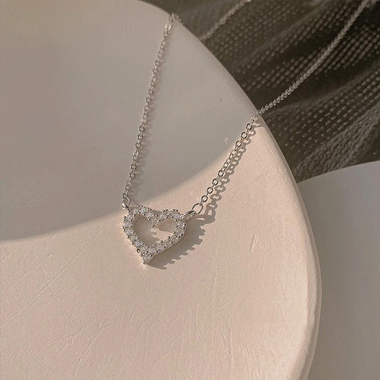 925 Silver Crystal Studded Heart Necklace