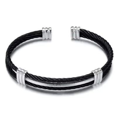 Vintage Fashion Titanium Steel Cuff Bracelet / Bangle in Black & White To Go For Any Occasion