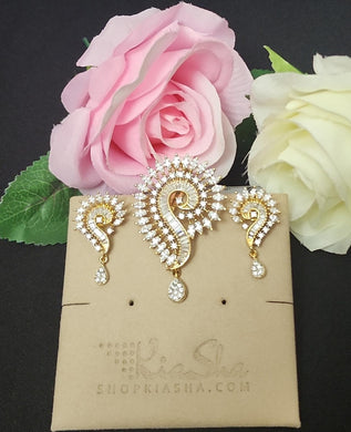 Premium AAA Grade Cubic Zircon/American Diamond Sets - Pendant & Earrings