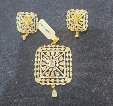Premium AAA Grade Cubic Zircon/American Diamond Sets - Pendant & Earrings