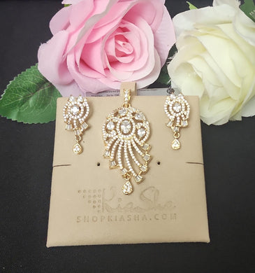 Premium AAA Grade Cubic Zircon/American Diamond Sets - Pendant & Earrings
