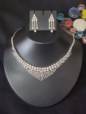 Premium AAA Grade Cubic Zircon/American Diamond Set - Necklace & Earrings
