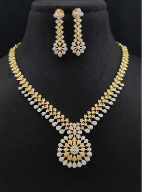 Premium AAA Grade Cubic Zircon/American Diamond Set - Necklace & Earrings