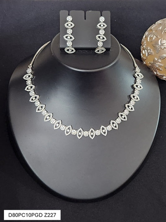Premium AAA Grade Cubic Zircon / American Diamond Sets - Necklace & Earrings