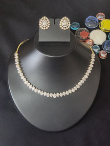 Premium AAA Grade Cubic Zircon/American Diamond Set - Necklace & Earrings