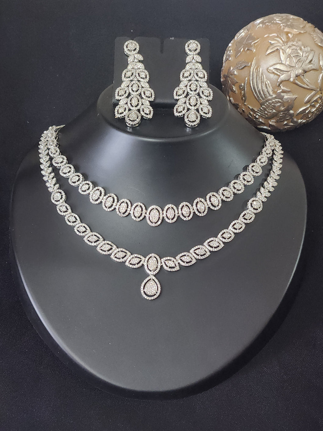 Premium AAA Grade Cubic Zircon / American Diamond Sets - Necklace & Earrings