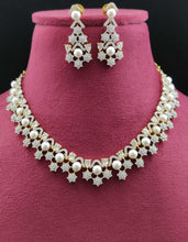 Load image into Gallery viewer, Premium AAA Grade Cubic Zircon/American Diamond Sets with Pearls - Necklace &amp; Earrings