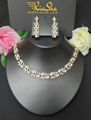Premium AAA Grade Cubic Zircon/American Diamond Set - Necklace & Earrings